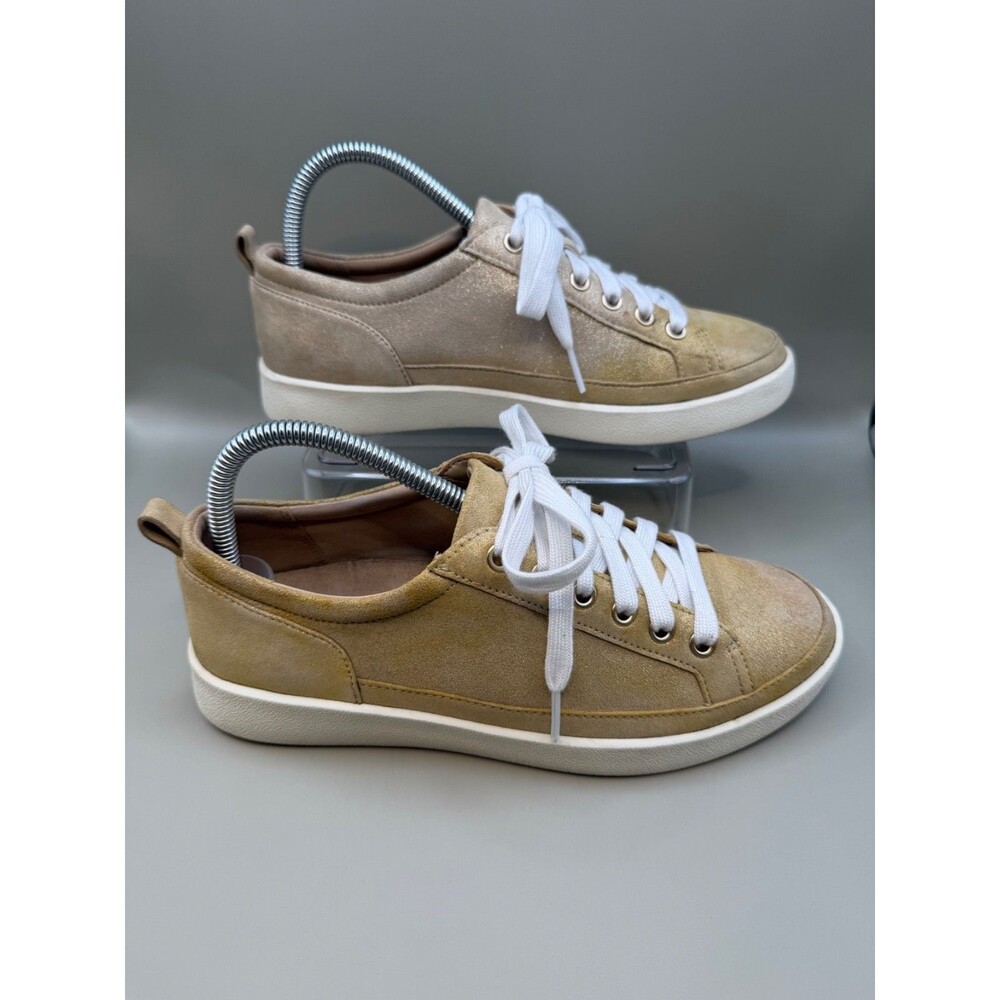 Vionic Winny Womens Gold Metallic Leather Arch Support Lace Up Sneakers Size 7.5 - Picture 3 of 7
